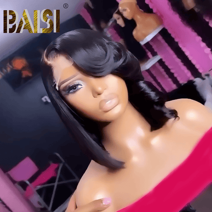 BAISI Sexy Side Part Short Wig With Wavy