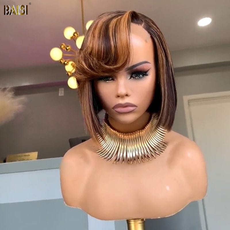 BAISI Side Part Highlight Short BoB Wig