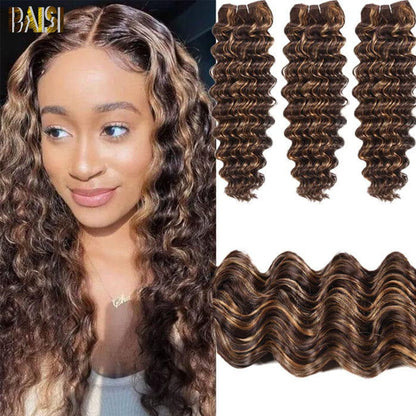 Highlight Bundles Deep Wave Weave Human Hair 10A Grade