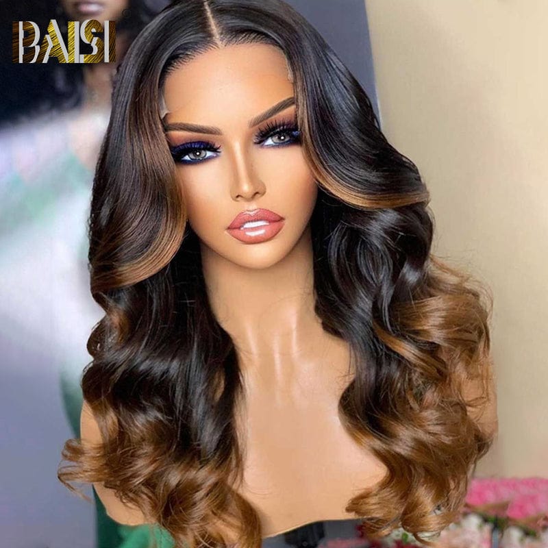 BAISI 1bMix30 Closure Wavy Color Wig