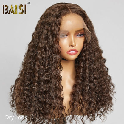 BAISI Brown Curly lace frontal wig