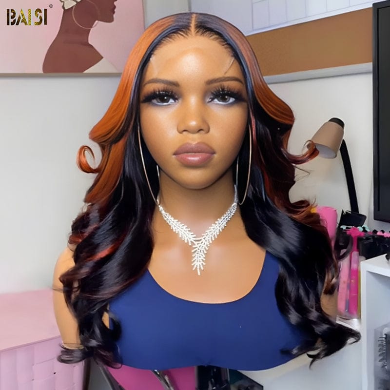 BAISI Ginger Highlight Wavy Wig