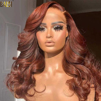 BAISI Red Brown Color Wavy Wig 22 inch