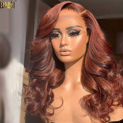 BAISI Red Brown Color Wavy Wig 22 inch