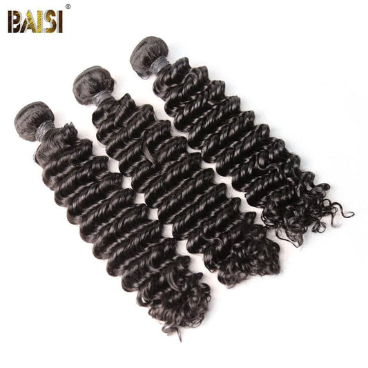 BAISI 10A Hair Weave Brazilian Virgin Hair Deep Wave