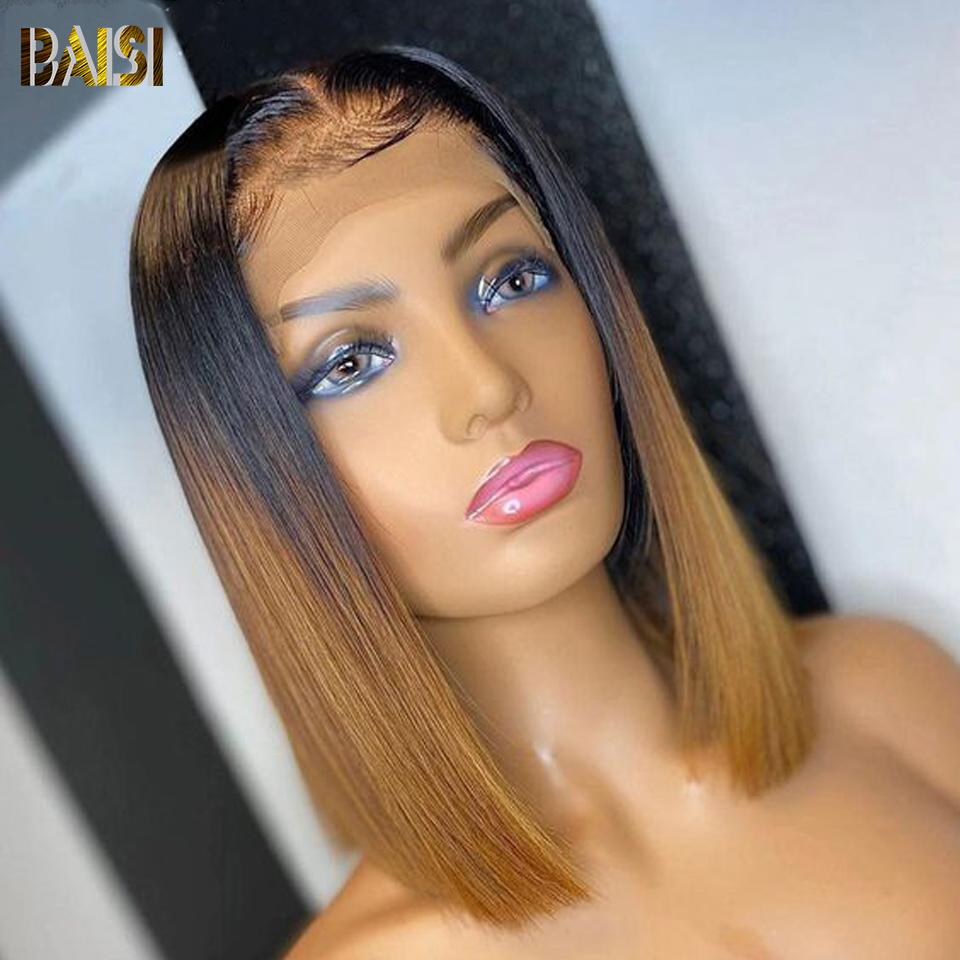 BAISI 1B/4/27# Straight Bob Wig Bleached Knots