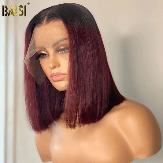 BAISI 1B/99J Straight Bob Wig Bleached Knots