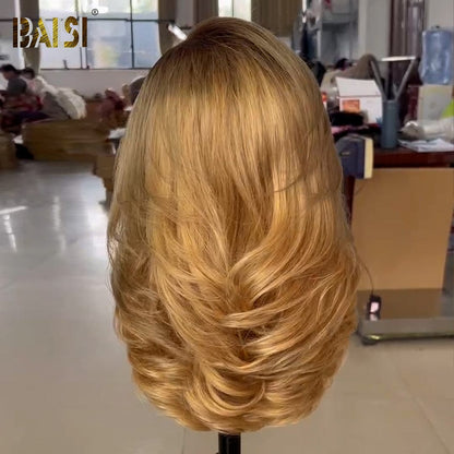 BAISI 250% Density Ash Blonde Wavy Wig