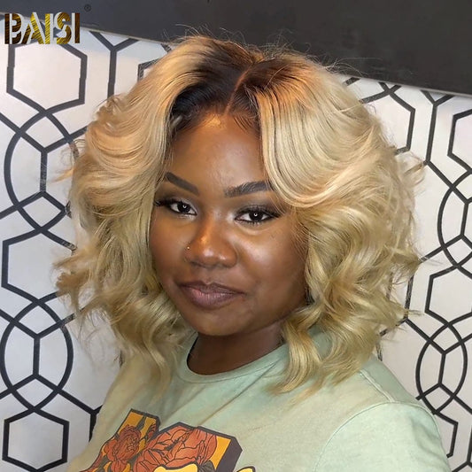 BAISI 250% Ombre Blonde Wavy BoB Wig