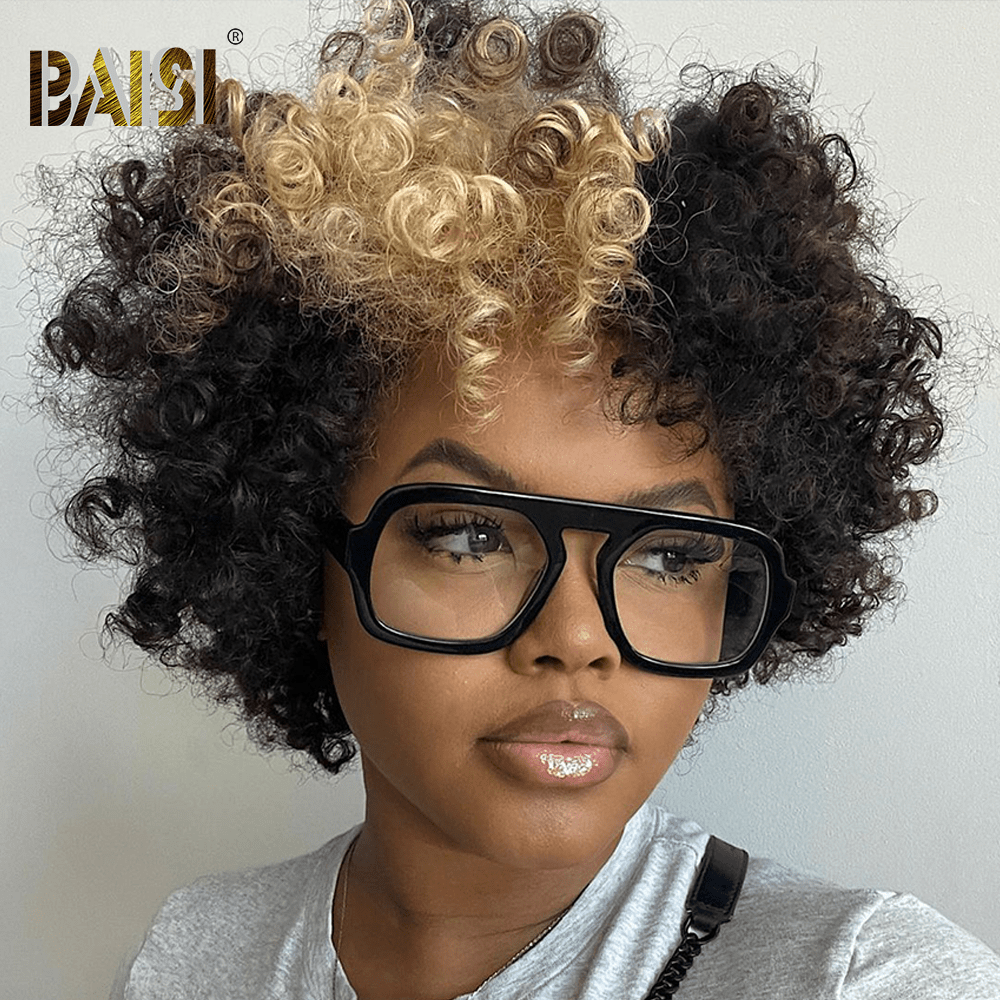 Baisi Afro Curl Highlight With Bang Wig