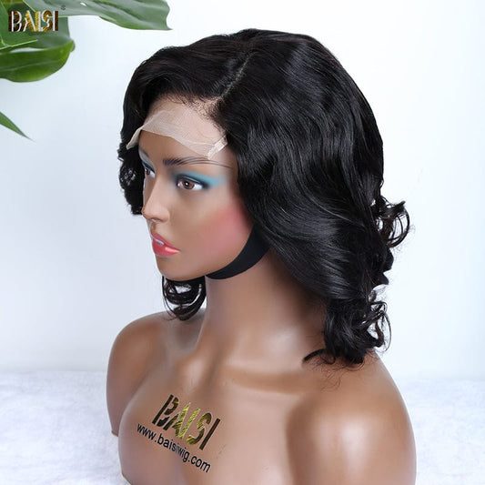 BAISI Black Egg Curl Short BoB Wig