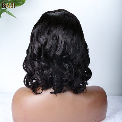 BAISI Black Egg Curl Short BoB Wig