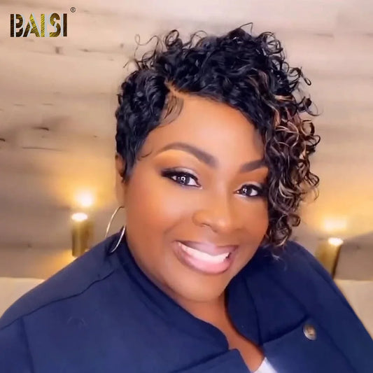 Baisi $79 Wholesale Price Curly With Highlight BOB Wig