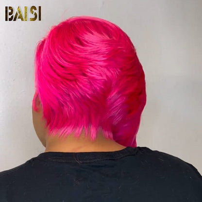 BAISI Fashion Pink Color Side Part BoB Wig