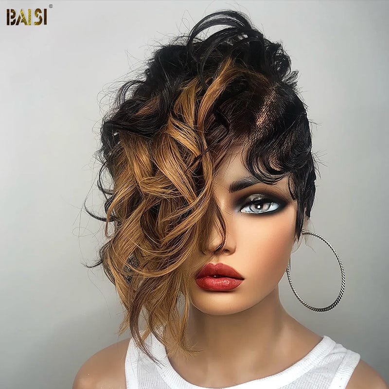 BAISI  Finger Wave Lace Closure Color Wig