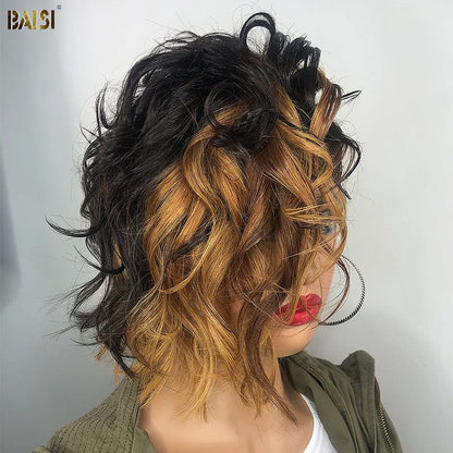 BAISI  Finger Wave Lace Closure Color Wig