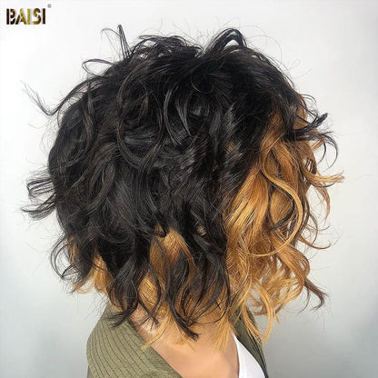 BAISI  Finger Wave Lace Closure Color Wig