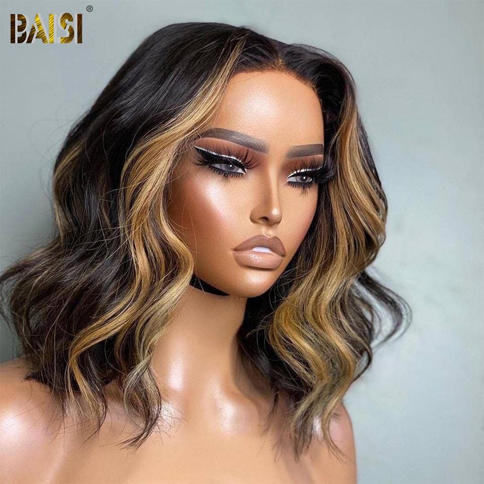 BAISI Highlight Honey Blonde Bob Body Wave Wig