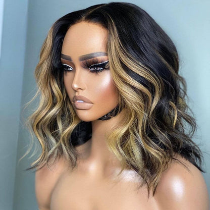 BAISI Highlight Honey Blonde Bob Body Wave Wig