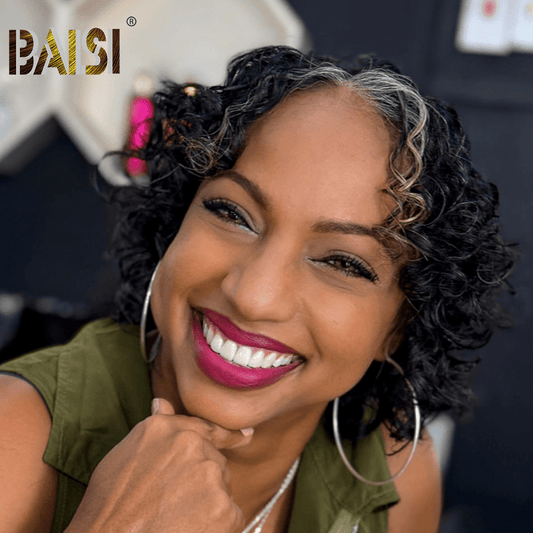 BAISI Loose Egg Curl With Highlight BoB Wig