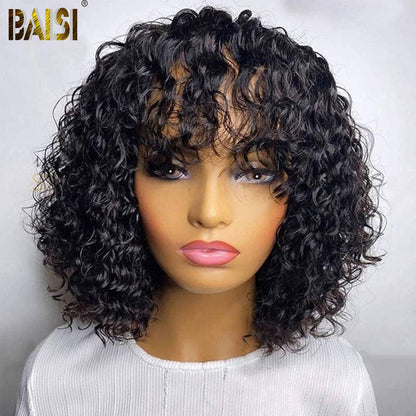 Baisi Machine Made Curly With Bang BoB Wig