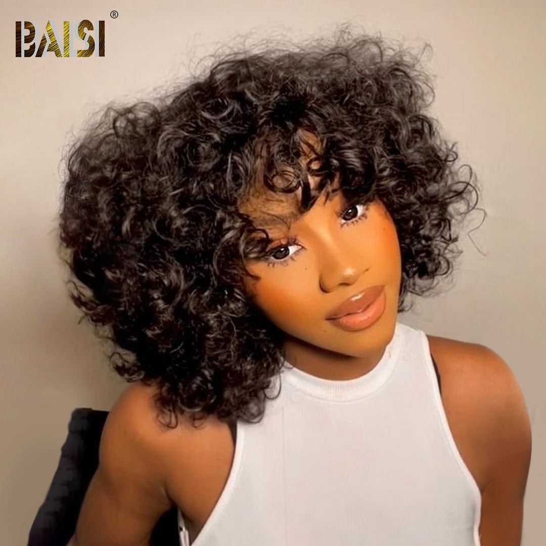 Baisi Machine Made Egg curl With Bang BoB Wig