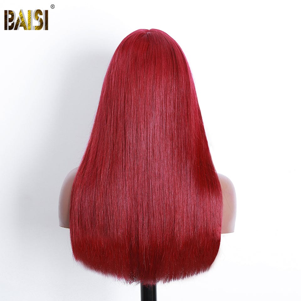 Baisi Machine Made long Red Straight Wig With Bang