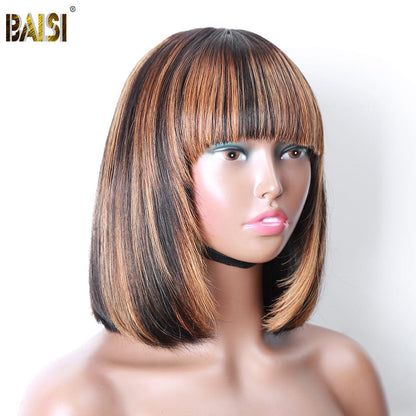 Baisi Machine Made Straight With Bang Color BoB Wig