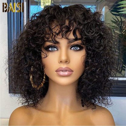 Baisi Machine Made Water Wave With Bang BoB Wig