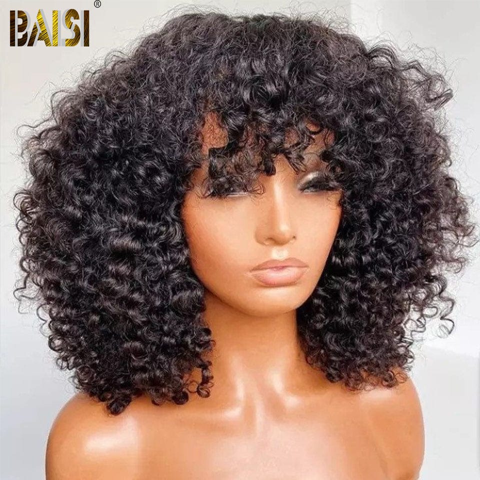 Baisi Machine Made Kinky Curl With Bang BoB Wig