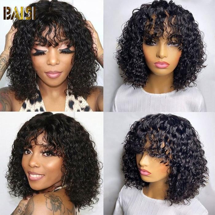 Baisi Machine Made Curly With Bang BoB Wig