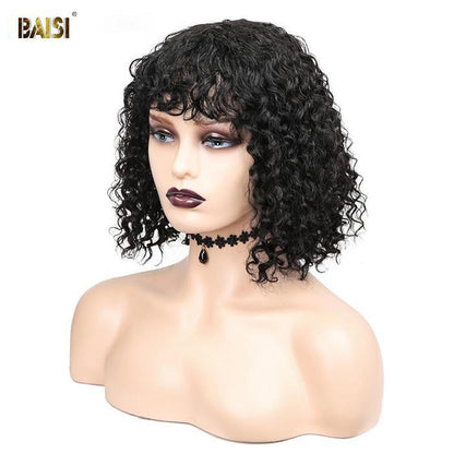 Baisi Machine Made Curly With Bang BoB Wig