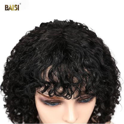 Baisi Machine Made Curly With Bang BoB Wig