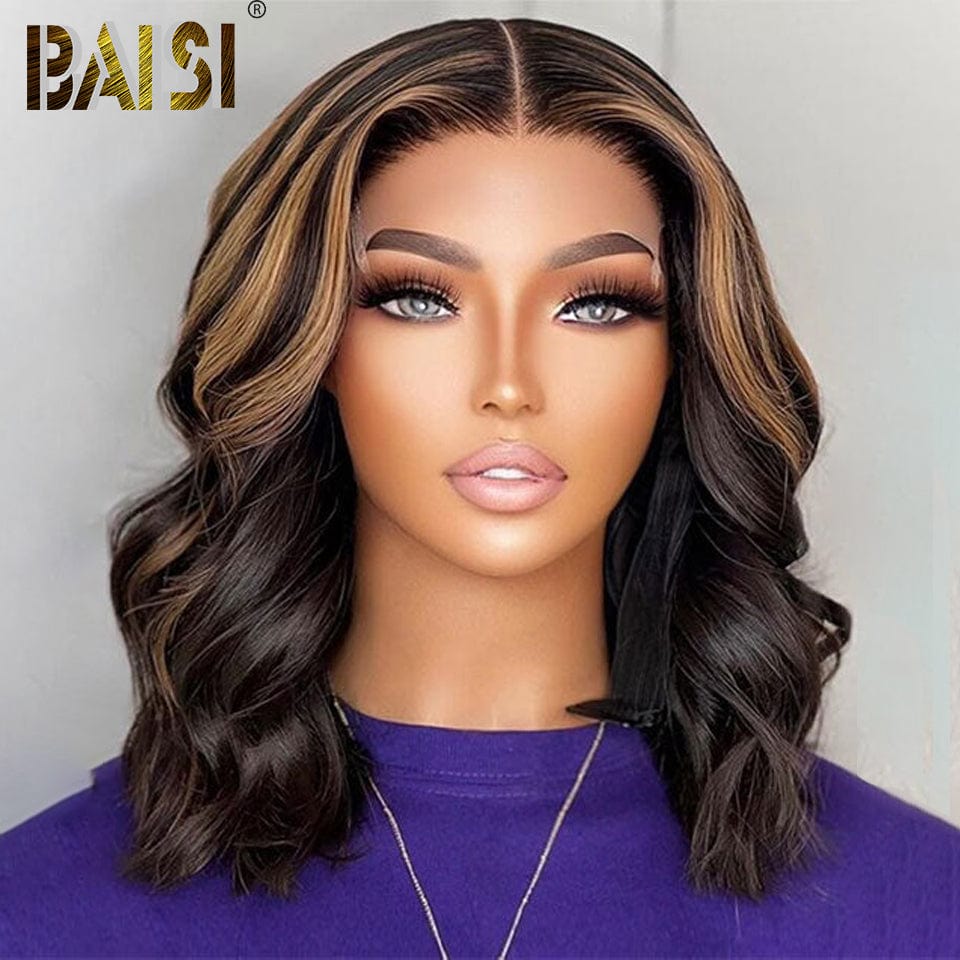 BAISI  Ombre Honey Blonde Highlight Wavy Bob Wig