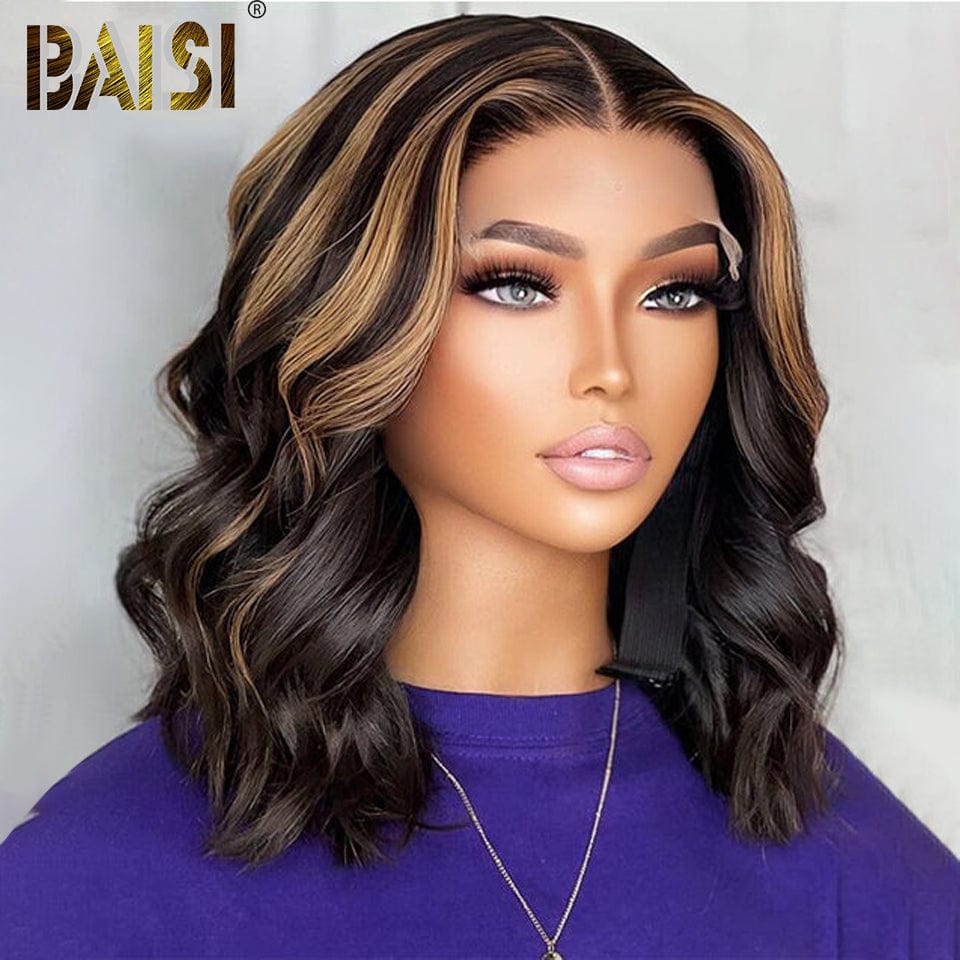 BAISI  Ombre Honey Blonde Highlight Wavy Bob Wig