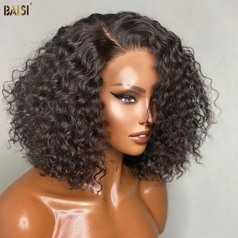 BAISI Pre-Cut Curly Glueless BoB Wig