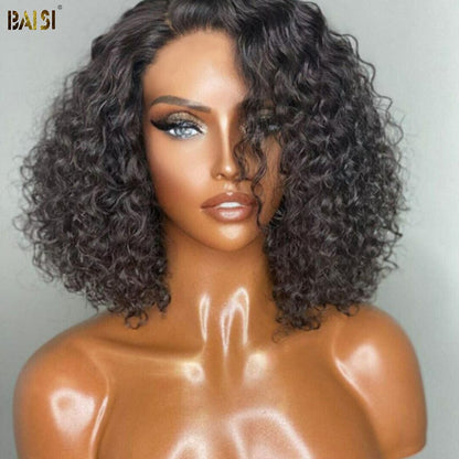 BAISI Pre-Cut Curly Glueless BoB Wig