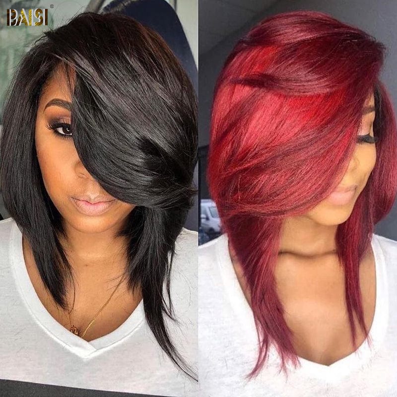 BAISI Red Side Part Sexy BoB Wig