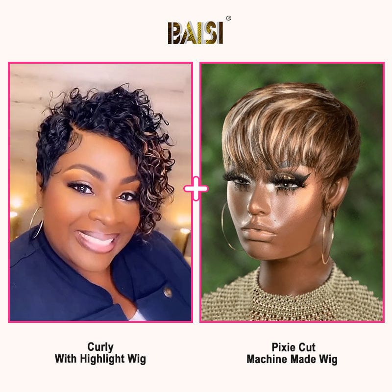 BAISI Fashion Curly With Highlight Wig