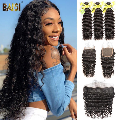 12A Raw Brazilian Deep Wave bundles with Closure/Frontal Deal