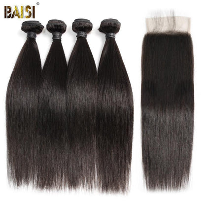 10A Virgin Straight ,4 Bundles with Closure,50 Grams/Bundle