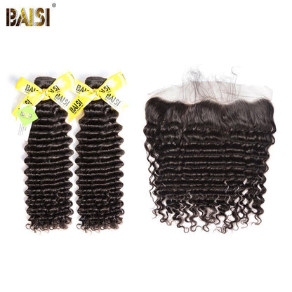 12A Raw Brazilian Deep Wave bundles with Closure/Frontal Deal