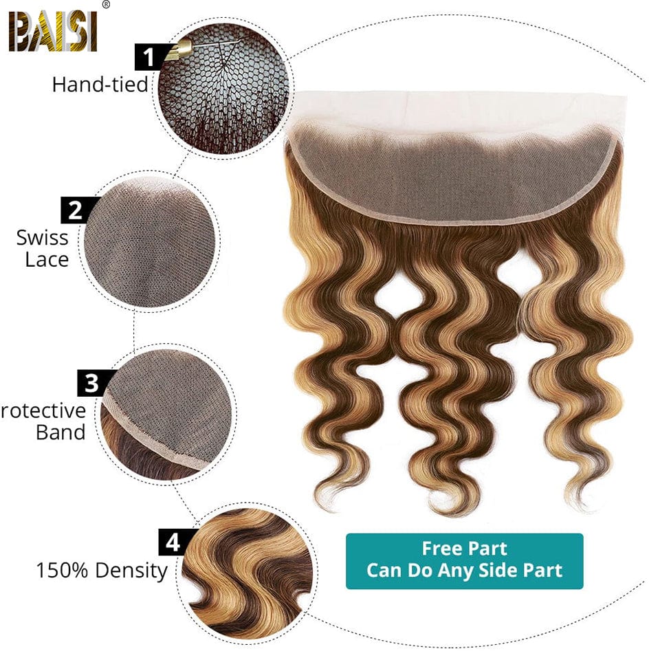 BAISI #4mix27 Highlight Body Wave Bundles with Closure / Frontal