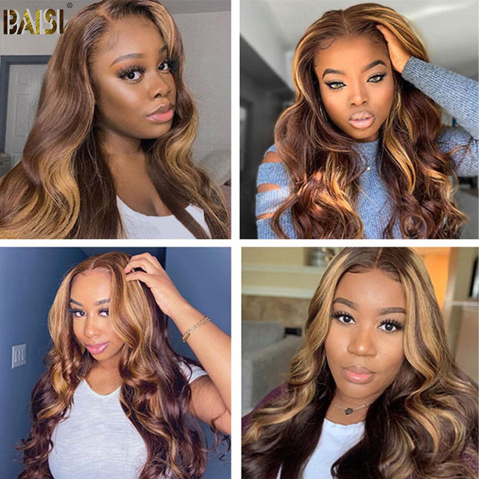 BAISI #4mix27 Highlight Body Wave Bundles with Closure / Frontal