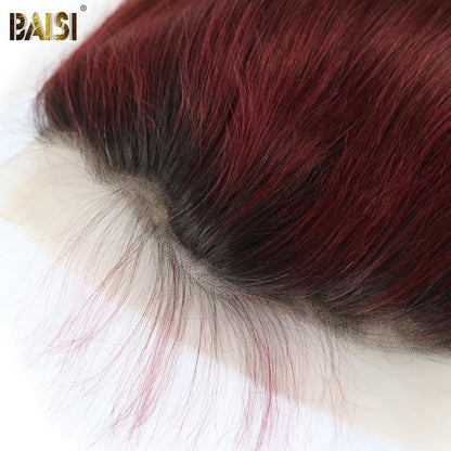 BAISI 1B/99J# Burgundy Color Lace Wig