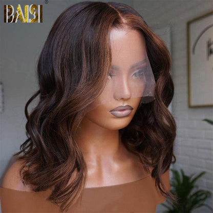 BAISI Honey Brown Wavy BoB Wig