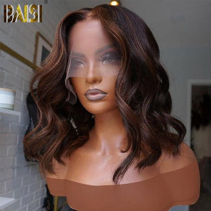 BAISI Honey Brown Wavy BoB Wig