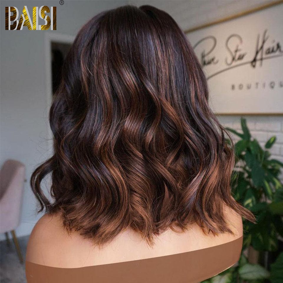 BAISI Honey Brown Wavy BoB Wig