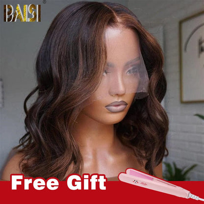 BAISI Honey Brown Wavy BoB Wig