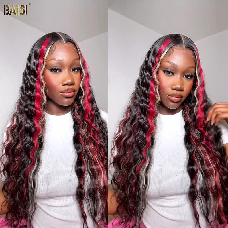 BAISI Loose Deep Wave With Highlight Wig